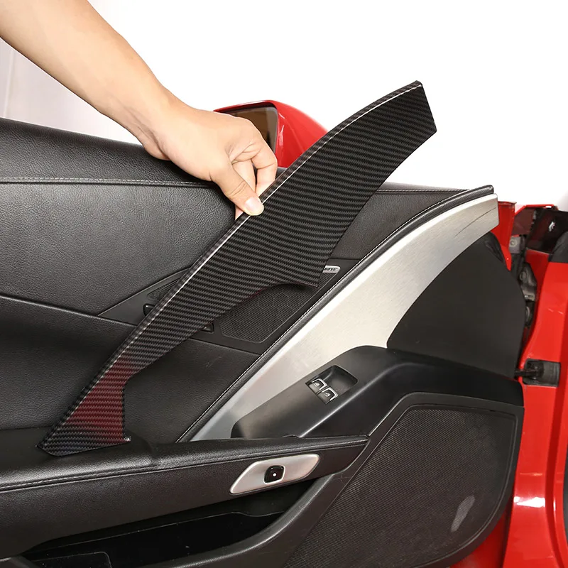 ABS Carbon Fiber Car Main Driver's Inner Door Panel Cover Sticker Trim Sticker For Chevrolet Corvette C7 2014-19 Car Accessories