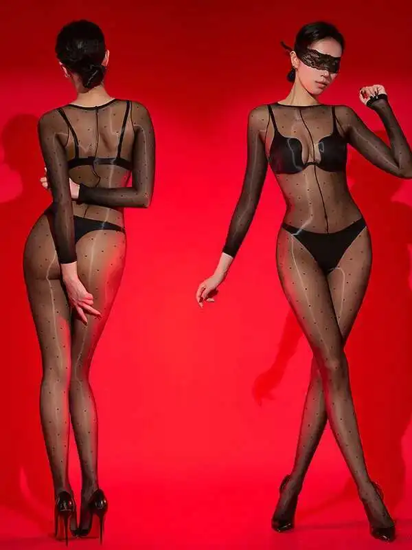 오로라 SM 점프 슈트 섹시한 오픈 가랑이 블랙 실크 초박형 투명 반짝 이는 로맨틱 여성 바디 슈트 패션 여성 탑 ZUQ8