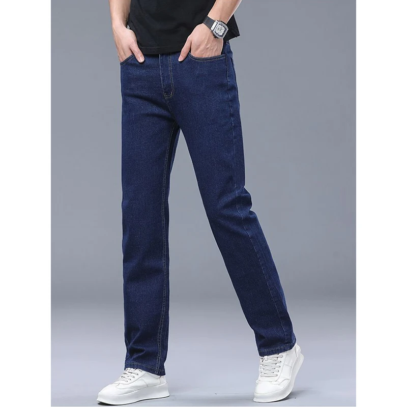 2026 New Men Business Slim Fit Jeans Male High Quality Soft Fabric Denim Trousers Classic Straight Leg Casual Pants