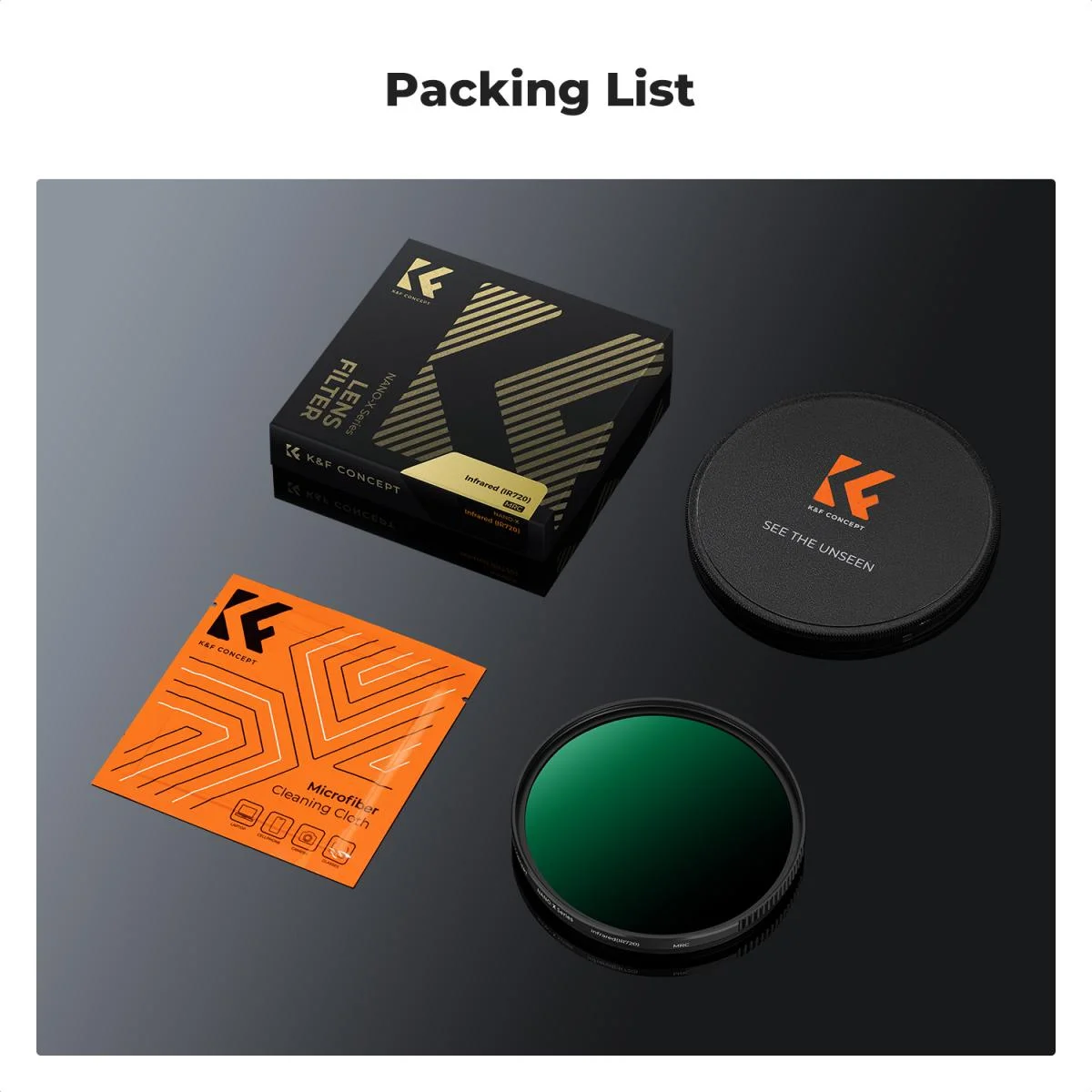 K&F CONCEPT 720nm Infrared Filter AR+AF Coated HD Standard IR Filter for Surreal Landscape Creative Camera Lens Photography﻿