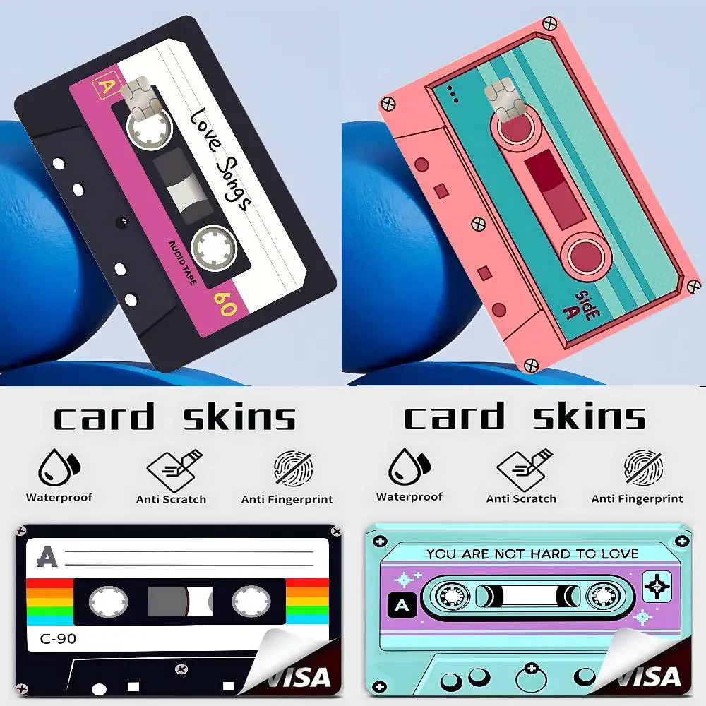 Kassettenband-Kreditkarten-Skin-Aufkleber, matt, kratzfest, geeignet für VISA-Karten, Bus- und U-Bahn-Kontaktlos-IC-Karten