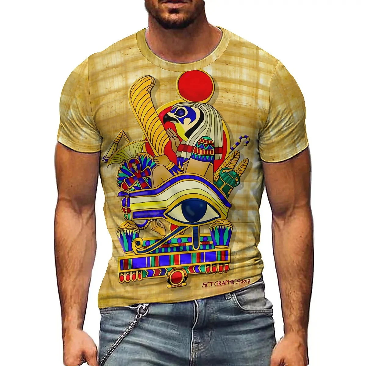 

Men's 3D Printed Short Sleeve T-Shirt - Winter Loungewear & Outdoor Style, Holiday Gift