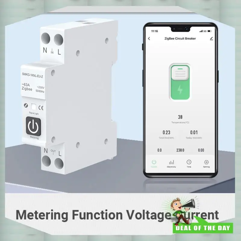 24-Hour Delivery TUYA 63A 1P+N Zigbee Smart Circuit Breaker With Metering Smart Home Wireless Remote Control Smart Life Alexa Ho