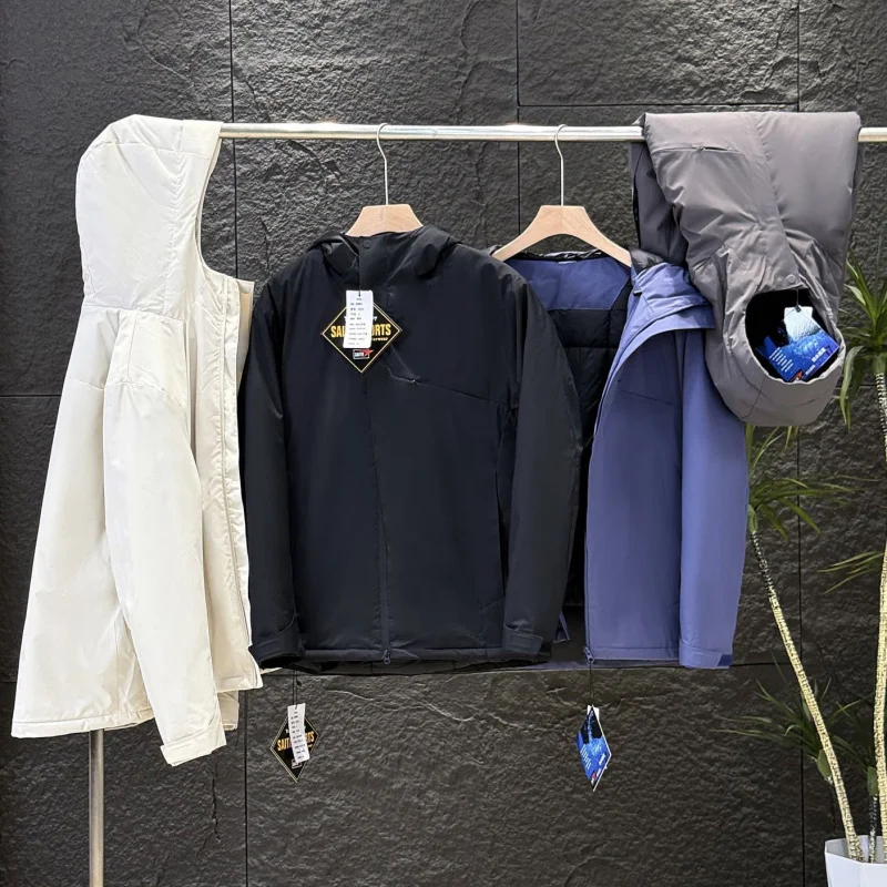 

Waterproof Windproof Lightweight Cotton Jaet for Men Outdoor Travel Youth Faion Stand Fit Hooded Zipper Closure Coat