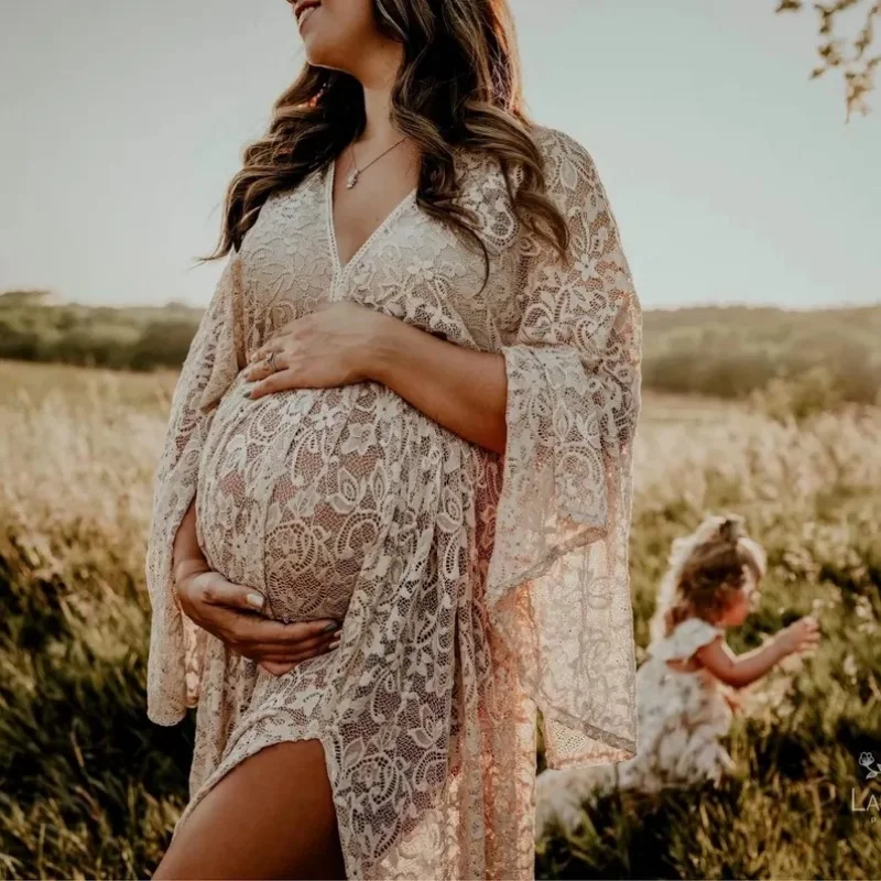 

Stunning Dresses Women Robe Long Sleeve Appliques Pajamas Maternity Dressing Shower Gown for Photography Custom Made