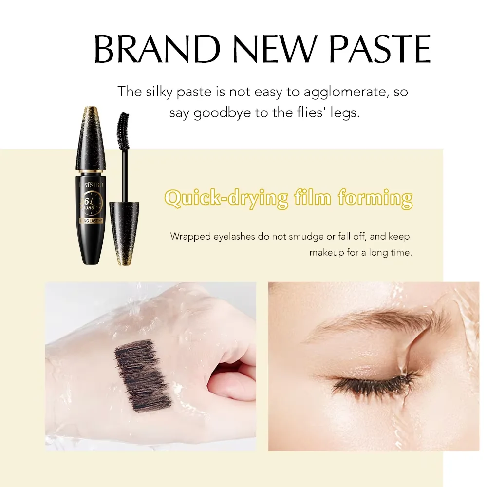 มาสคาร่ากันน้ำ 4D สีดำ ช่วยให้ขนตายาวขึ้น หนาขึ้น ด้วยเส้นใยไหม สำหรับแต่งหน้าผู้หญิง ใช้เป็นเครื่องสำอางสำหรับดวงตา เหมาะสำหรับเป็นของขวัญ