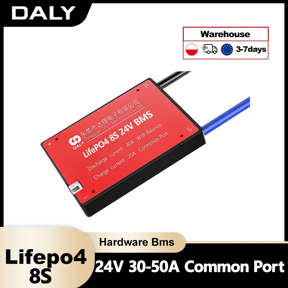 Daly BMS LiFePo4 Hardware BMS 8S 24V 30A 40A 50A Lifepo4 battery Waterproof BMS for lithium battery 18650 PCB Ship to EU