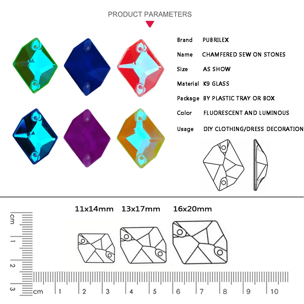 Cosmic K9 Trilliant Glas-Strasssteine mit abgeschrägter Rückseite, elektrisch glänzende Farben, aufnähbare Kristalle für Kleidungszubehör – Detail 3