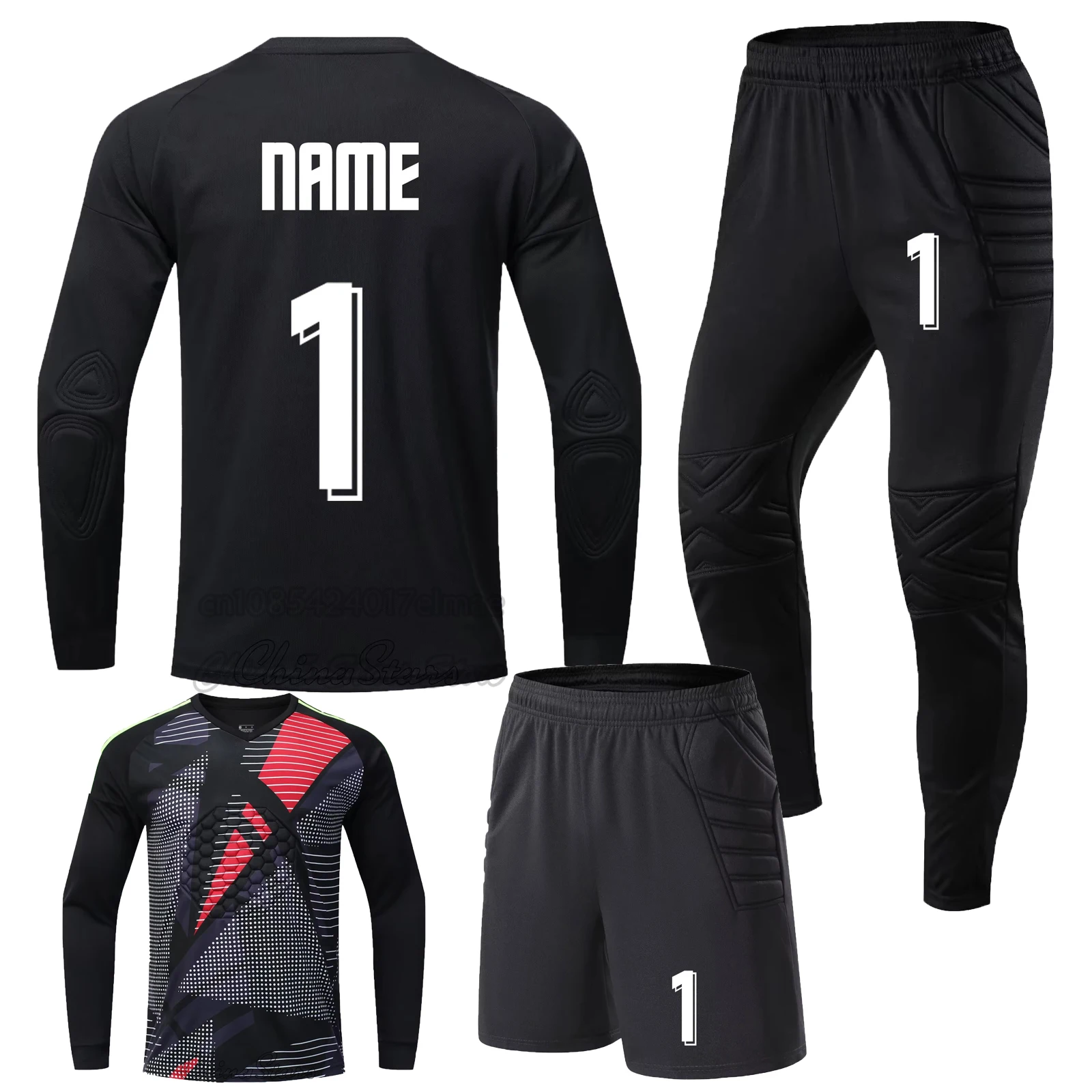 Men Soccer Goalkeeper Jerseys Tops Survetement Boys Girls Football Goalie Keeper Jersey Rugby Shirts Sport Kit Elbow Protector
