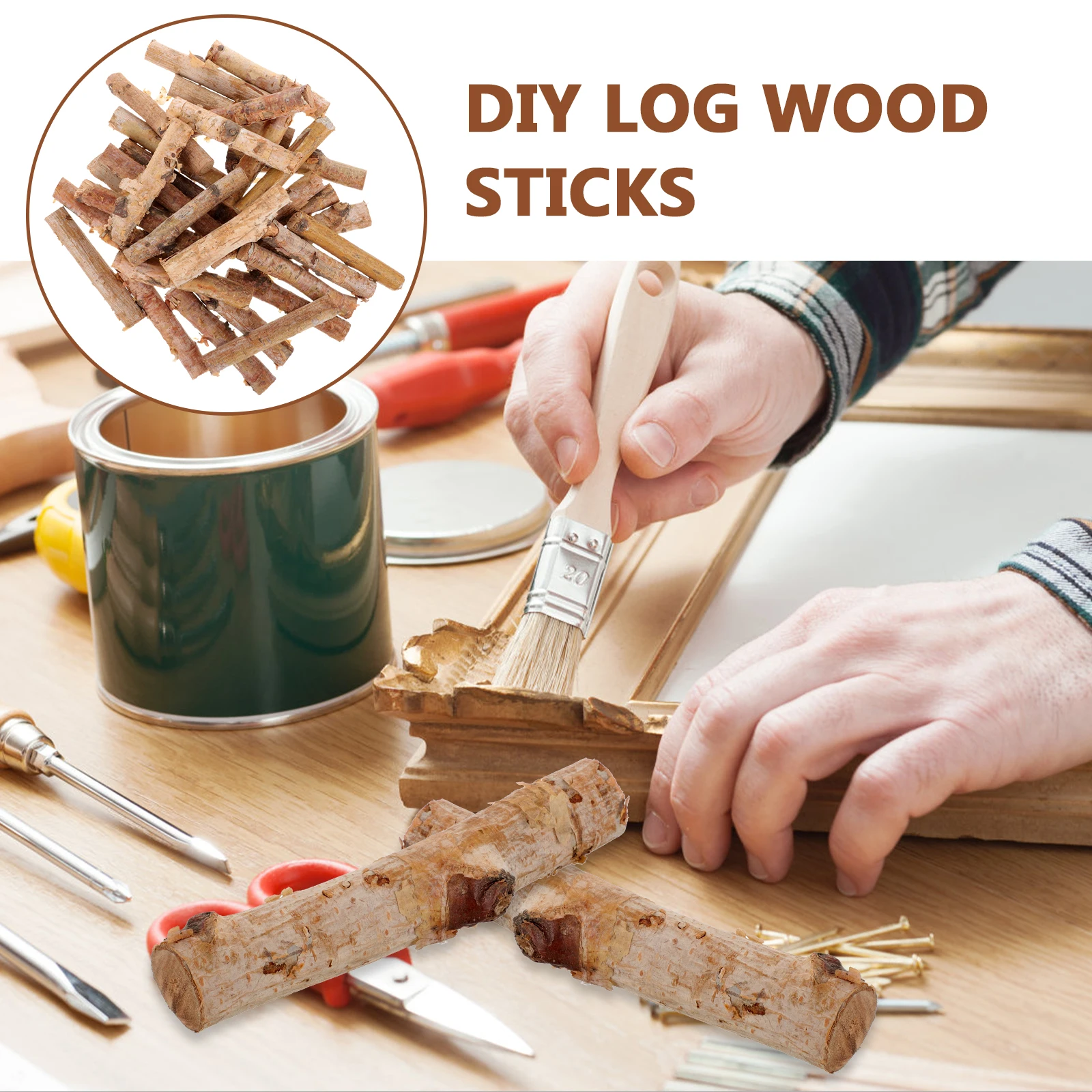 

30Pcs Eco Friendly Wood Log Sticks No Peculiar Smell DIY Craft Supplies Rustic Decorations Log Wood Sticks Long Wooden Sticks,