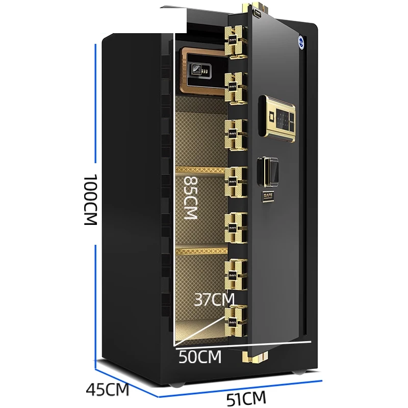 خزنة منزلية مضادة للسرقة من الفولاذ بالكامل للمكتب وبصمة الإصبع وكلمة مرور آمنة في الحائط من الفولاذ المقاوم للصدأ بقدرة 0.8 م/1 م