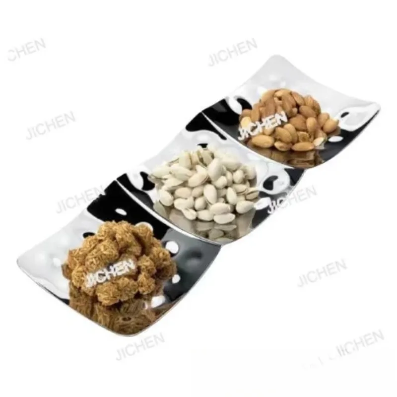 

European dining table fruit plate creative light luxury snack plate candy dried fruit nut grid tray snack exquisite