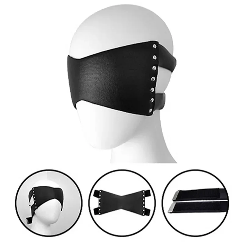 Black Leather Cosplay Blindfold Sexy Fashion Adult Eye Patch Party Costume Roleplay Props Sex Toys for Men Women Adult Games