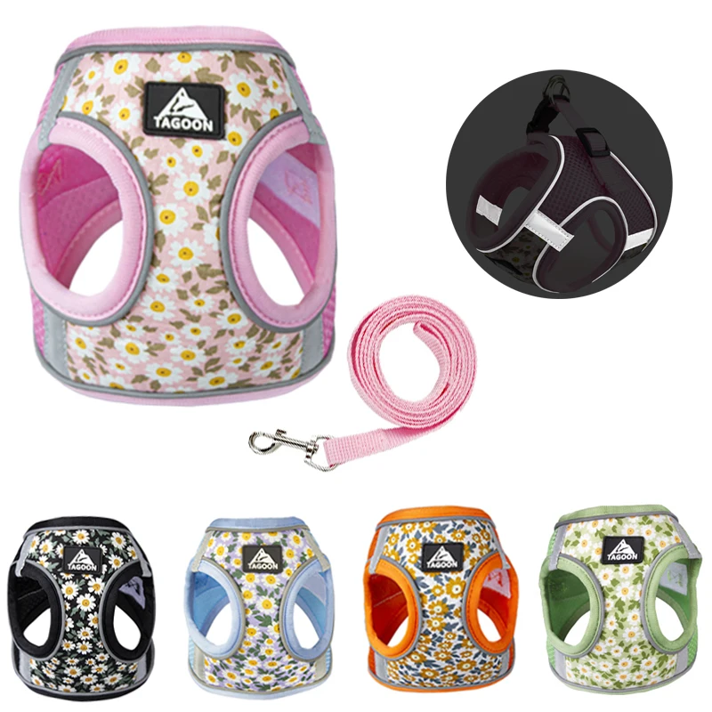 Dog Harness And Leash Set Reflective Pets Chest Strap Small Puppy Cats Vest Harness Chihuahua Yorkies Teddy Walking Supplies