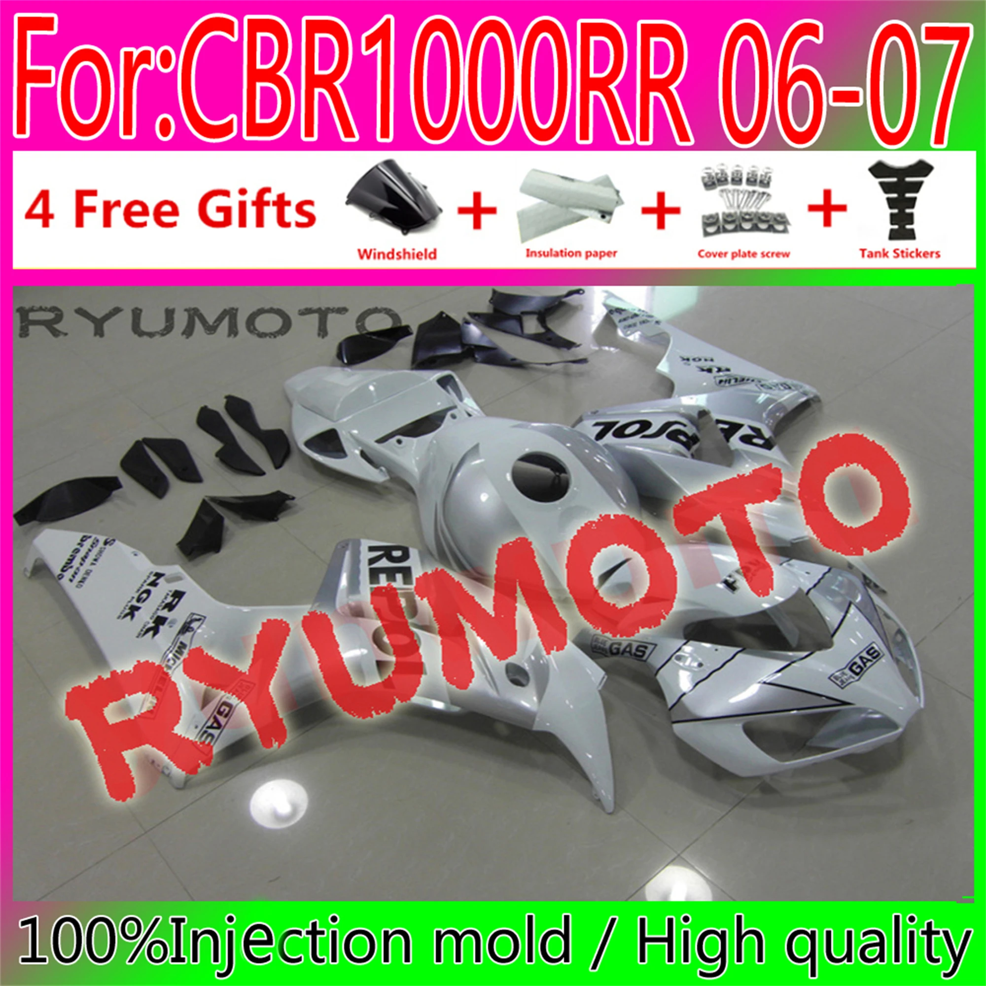 

Новый комплект обтекателей для литья под давлением мотоцикла ABS, подходит для Honda CBR1000RR 2006 2007 cbr1000 06 07, обтекатель кузова