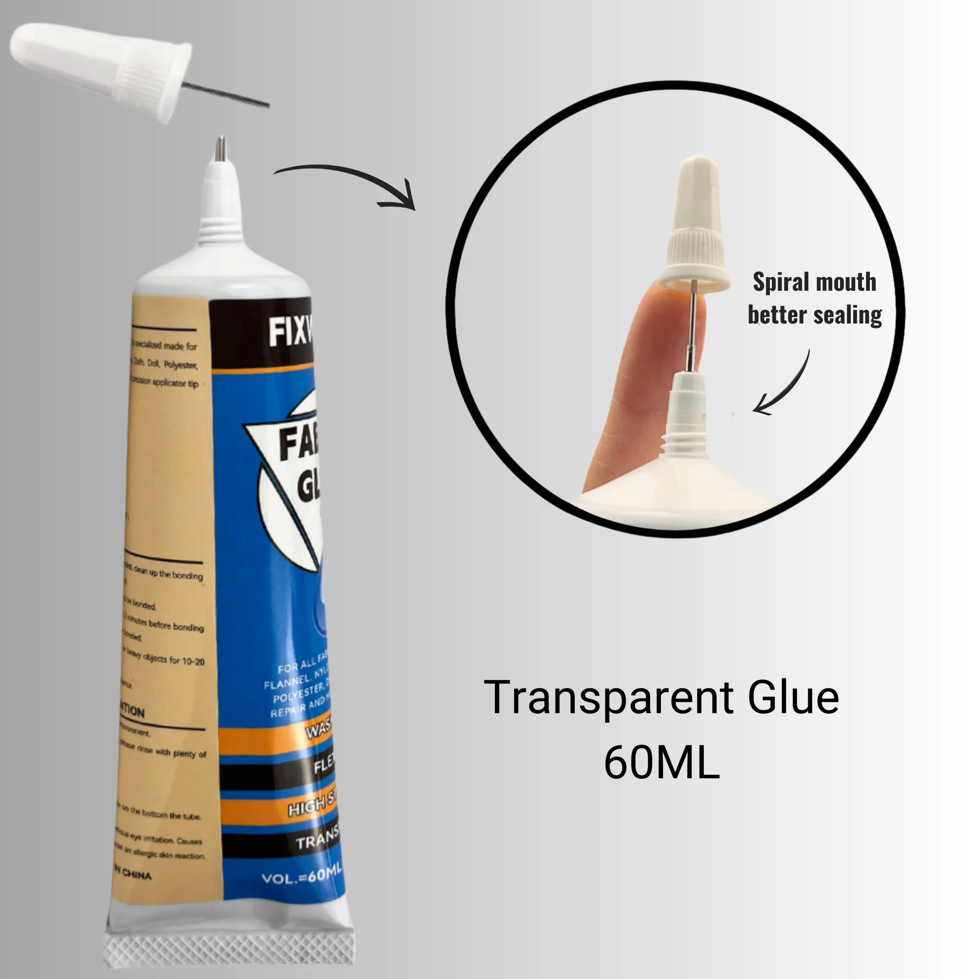 Fabric Glue Clear Contact DIY Cloth Fibre Adhesive Multipurpose Wedding Dress Leather Bag Diamond Glass Glue 60ML