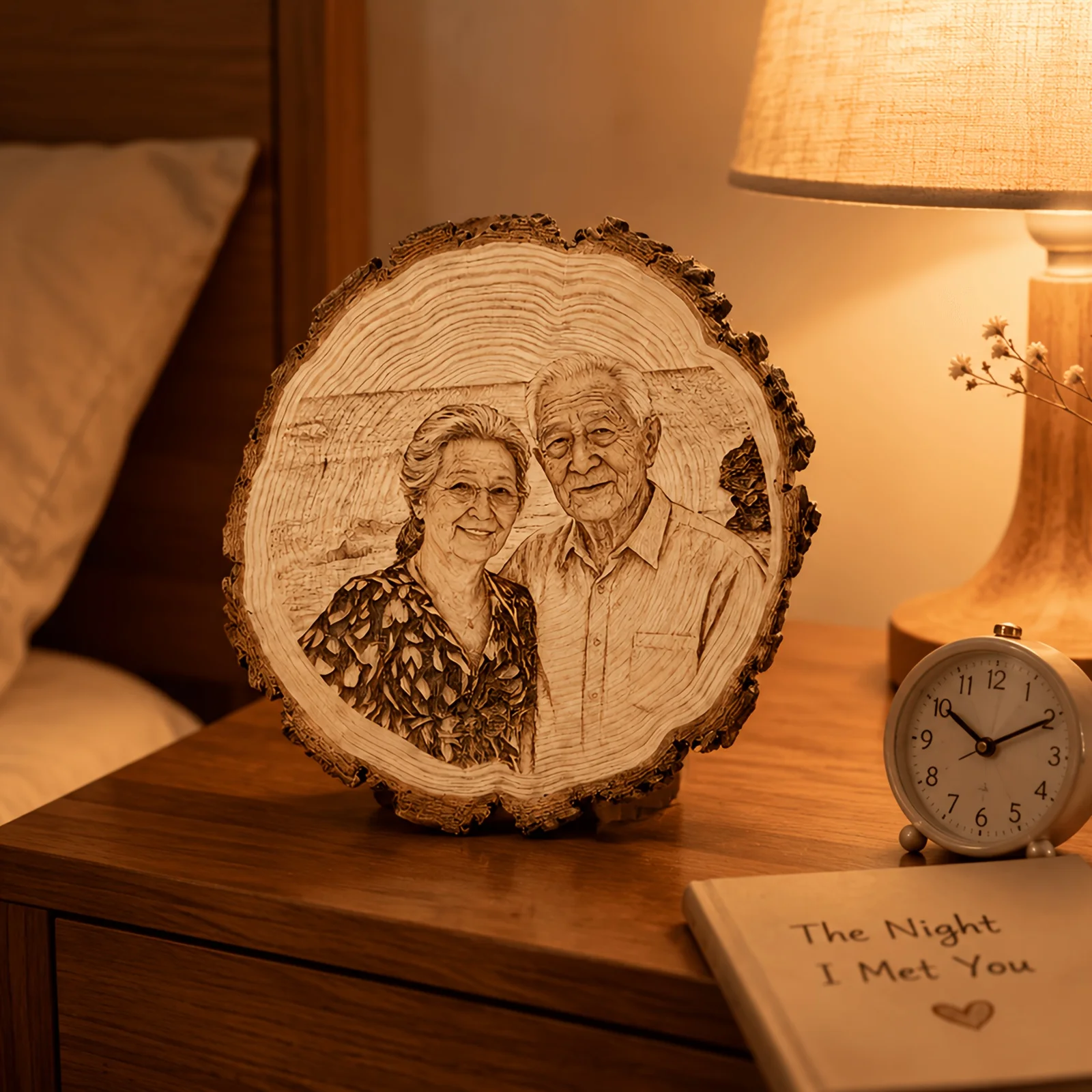 Vintage Holz-Fotoornament Personalisierte Individuelle Bilddekoration für Gruppen- & Einzelfotos Gedenkgeschenke für Feiertage – Detail 5
