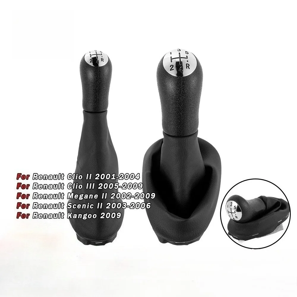Perilla de palanca de cambios de coche de 5 velocidades, palanca de cambios, casquillo de perilla para Renault Clio 2 Clio 3 Megane 2 Scenic 2 Dacia Logan Sandero