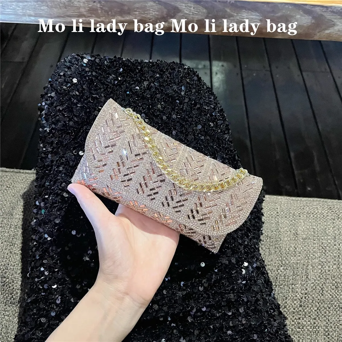 Bling Shiny Square Bag Women's Handbag Glitter Diamonds Evening Bag Wedding Party Clutch Purse Female Shoulder Crossbody Bag