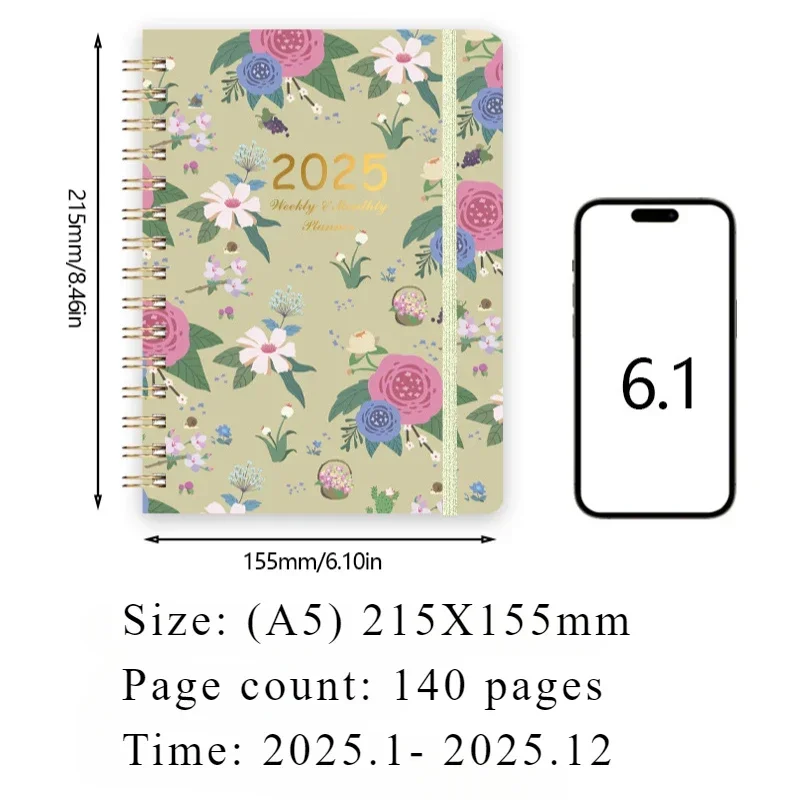 Notebook Agenda 2025 Daily Agenda Time Plan Weekly Planner Pagination Account Student Time Record Book Work Notes Office Notepad