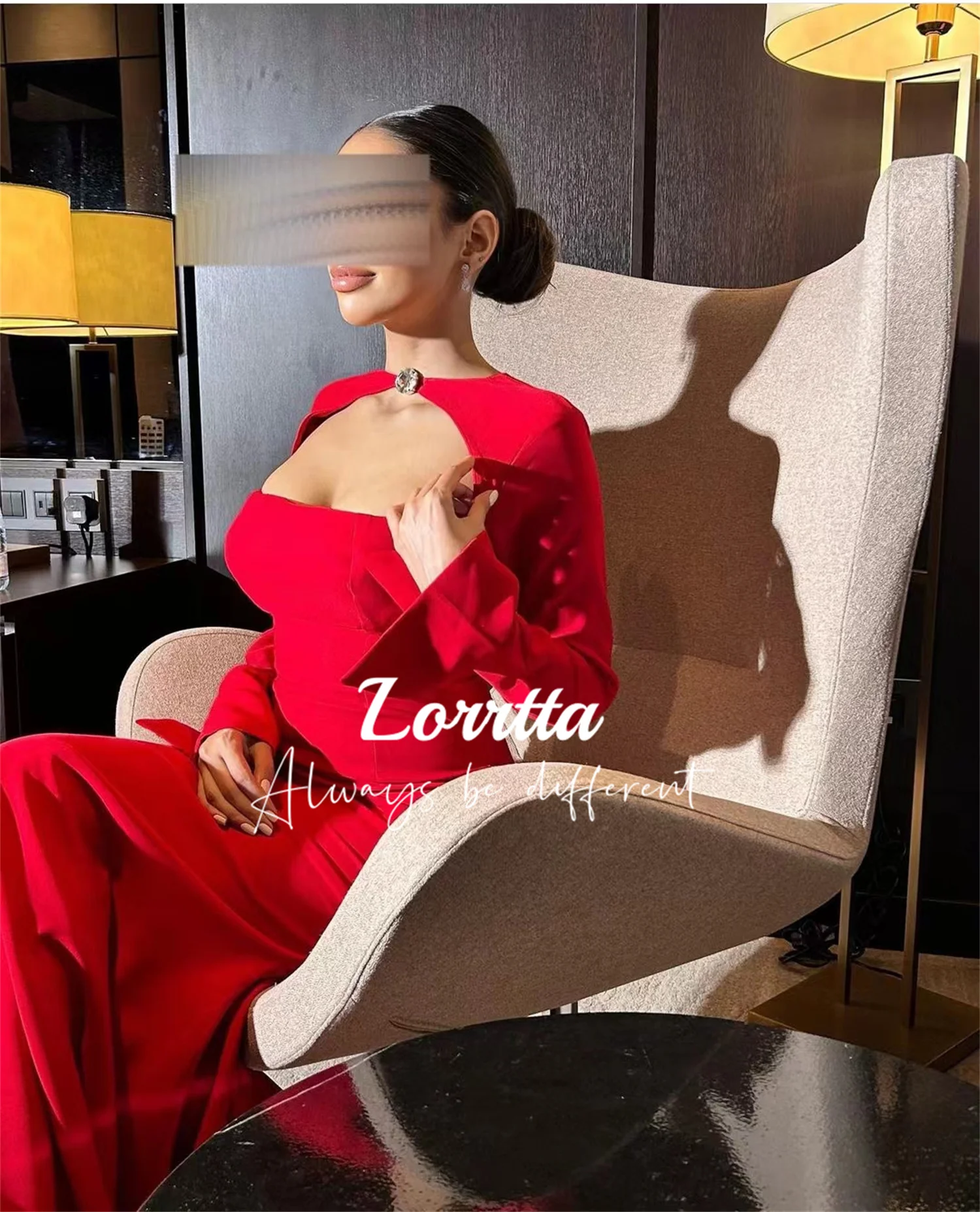 Lorrtta Red Cut-Out Evening Dresses Sexy Backless Long Sleeve Mermaid Women Elegant Party Club Prom Dress Evening dress