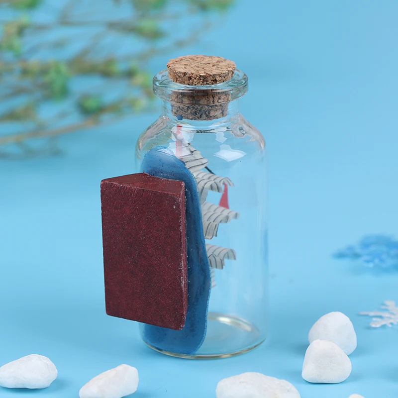 Beach Shell Sand Sailing Boat In Bottles Miniatures Fairy Garden Glass Decoration Figurines Drift DIY Desktop Home Accessories