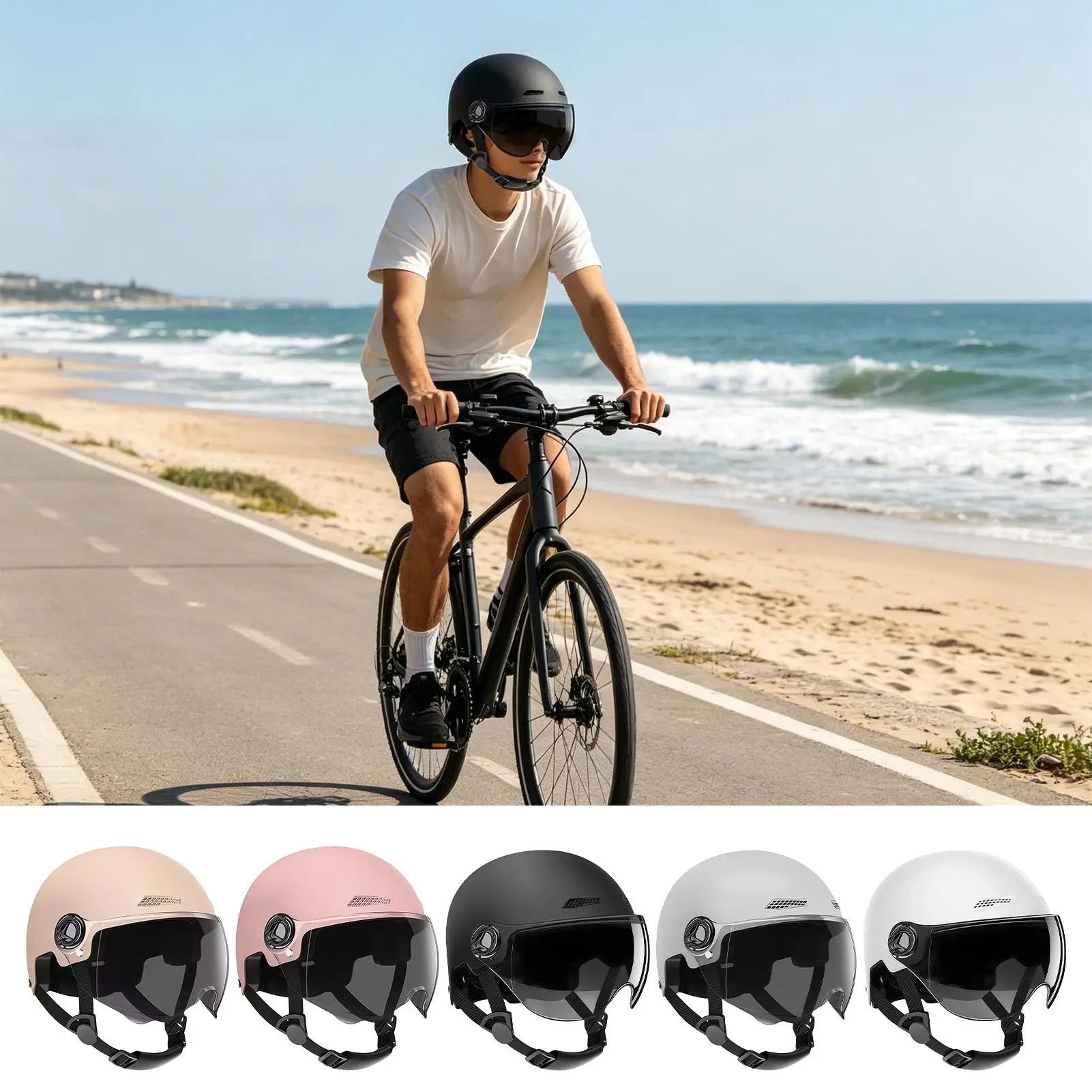 バイクヘルメット-大人用-日焼け防止-調節可能な大人用スクーターヘルメット-サイクリスト、バイカー、ライダー向け-毎日の通勤-トレイルライディングクラブ