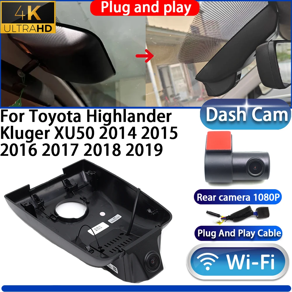

HighCity For Toyota Highlander Kluger XU50 2014 2015 2016 2017 2018 2019 Dash Cam Camera DVR 4K UHD Plug And Play Video Recorder