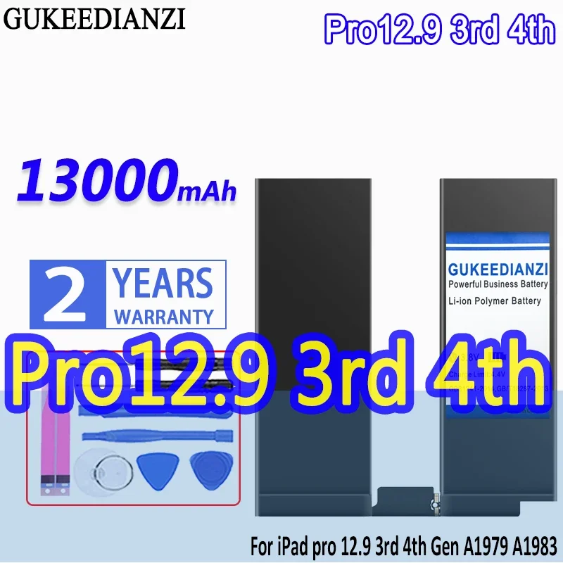 High Capacity GUKEEDIANZI Battery 13000mAh For Apple iPad pro 12.9 3rd 4th Gen A1979 A1983 A1876 A1895 A2014 A2043 A2069