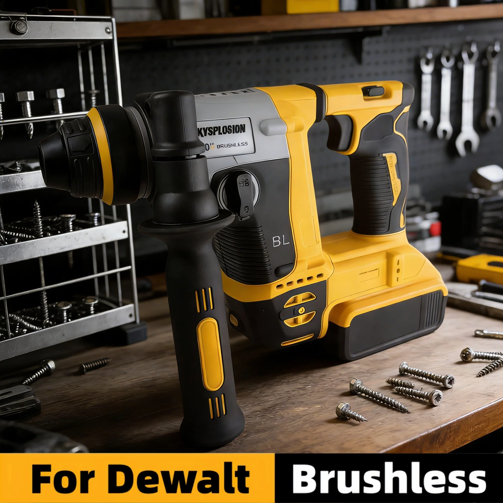 Brushless Cordless Rotary Hammer Drill 2 Modes SDS Impact Breaker Jackhammer for Metal Concrete Compatible with Dewalt 20V