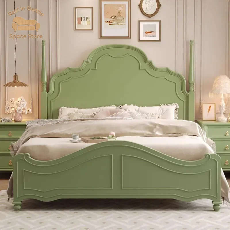 European Simple Bed Queen Double Luxury Girls Design Bed Beauty Sleeping Safe Princess Baby Wooden Beliche Unique Furniture