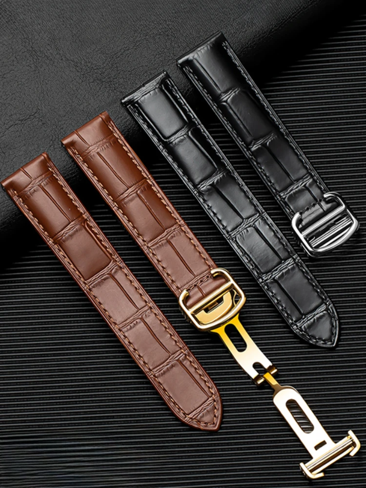 

For Cartier Anti-Allergy Tank Solo London Key Solid Stainless Steel Fold Buckle Watchband Men Women 20 23mm Leather Accessories