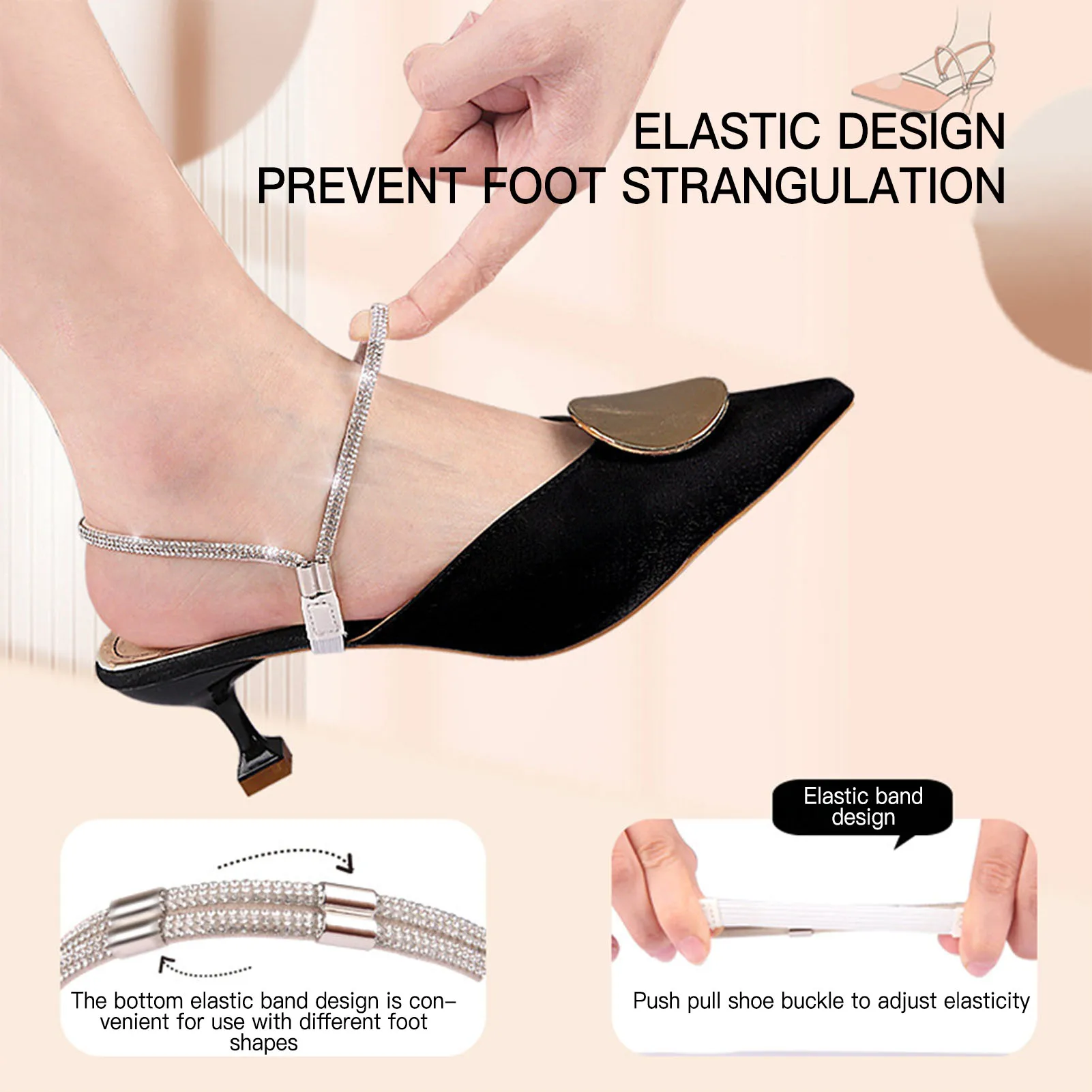 Women High Heel Anti-Loose Straps Adjustable Straps Sandal Toe Laces Ankle Shoe Belt for Outdoor Shopping And Party Events Newly