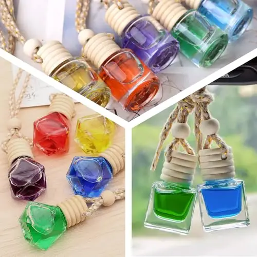 

8ml Empty Glass Car Hanging Air Freshener Pendant Bottles – 100pcs Essential Oil Diffuser For Automotive Aromatherapy