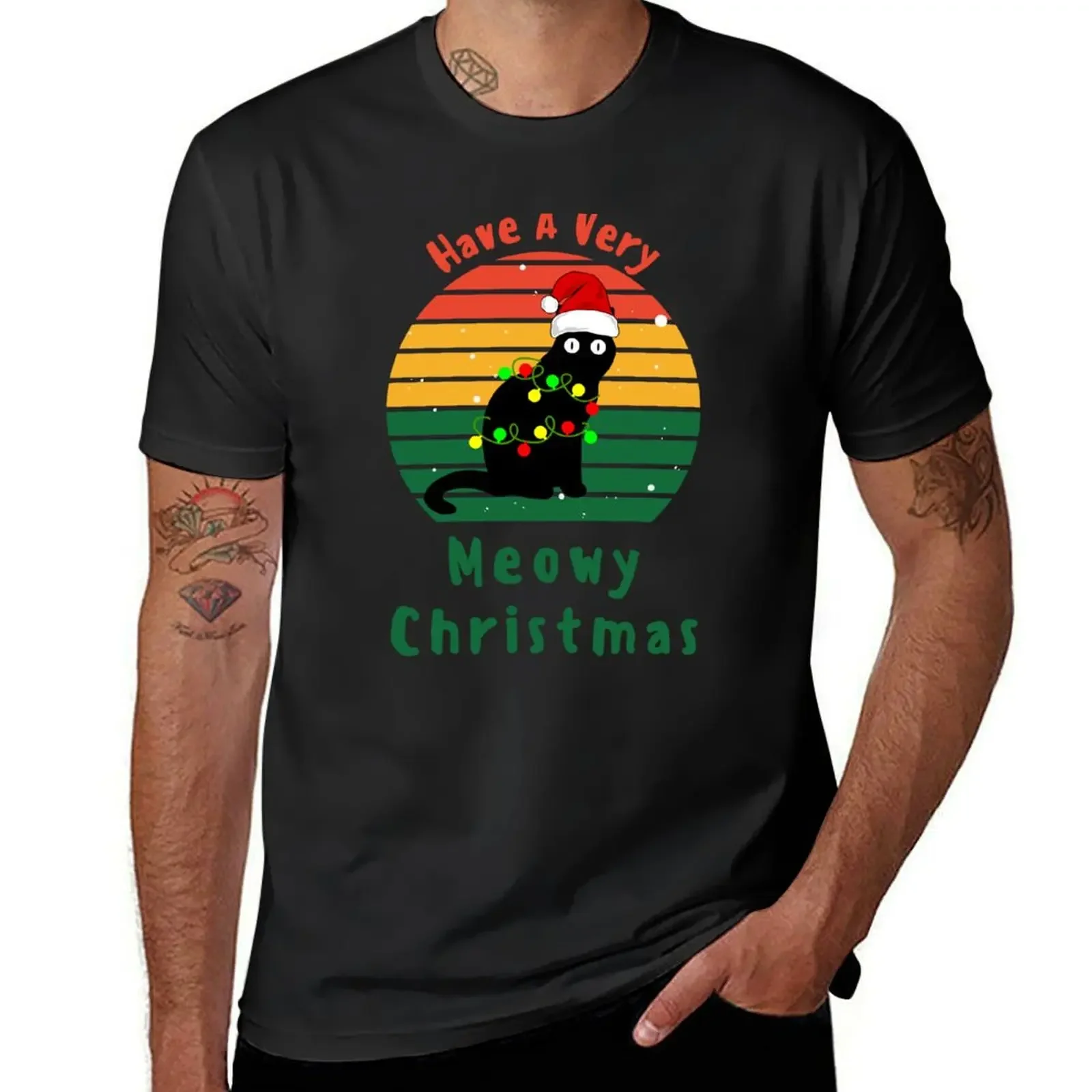 Have A Very Meowy Christmas Funny Black Cat T-Shirt sublime new edition customs tops T-shirt men