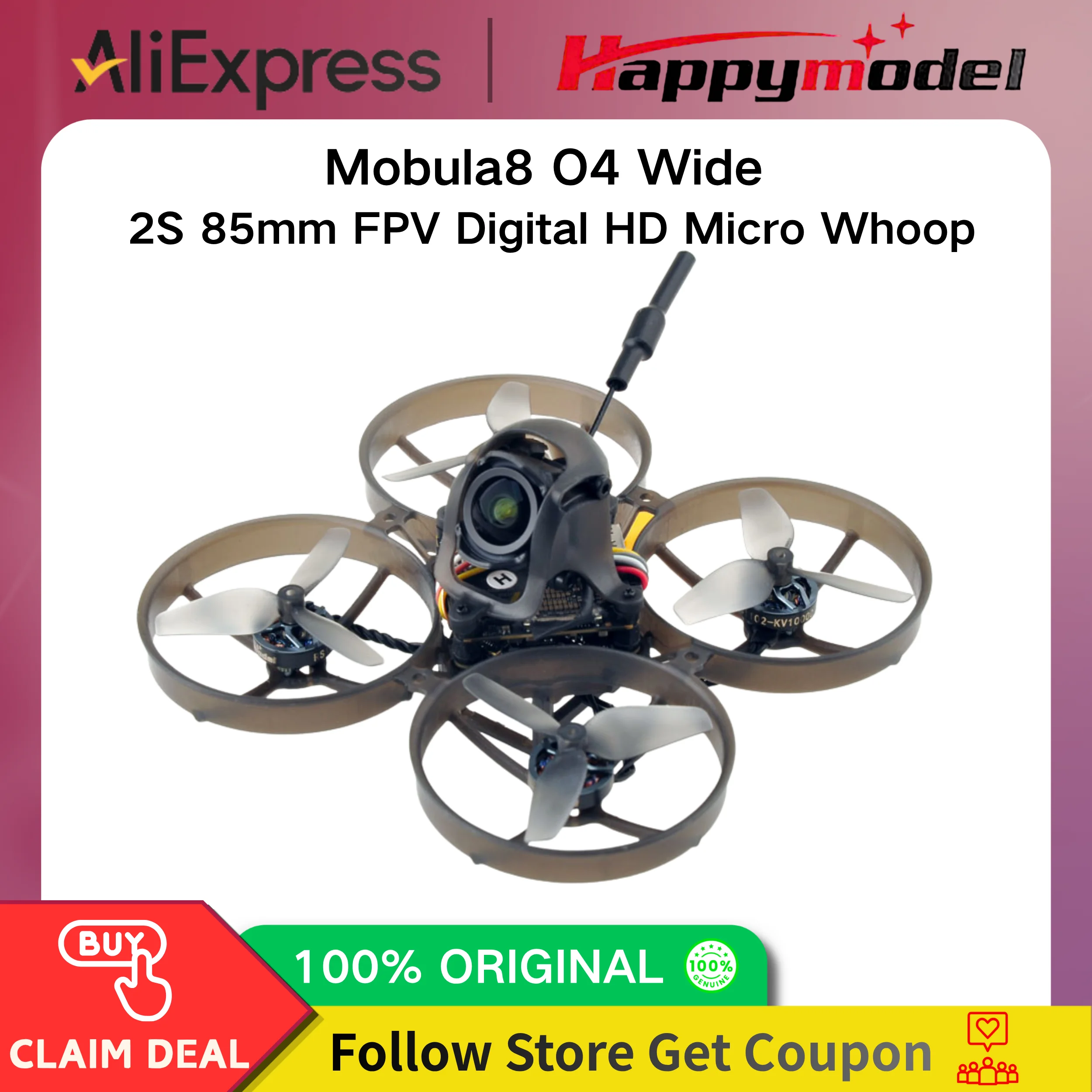 Happymodel Mobula7 O4 Wide Air Unit 2S 80mm Digital HD Micro FPV whoop Drone 1102Motor 2.4G ELRS For RC FPV Freestyle Quadcopter