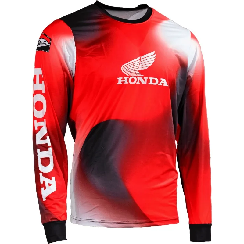 

HONDA 2026, новинка JTRACINGUSA, красная/черная гоночная рубашка с рукавами капитана для мотокросса, мужская мотоциклетная рубашка большого размера, дышащий быстросохнущий топ
