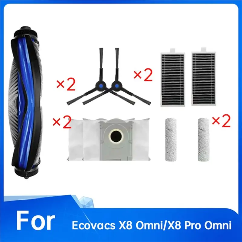 A39m para ecovacs x8 omni/x8 pro omni varredor saco de pó acessórios substituição principal escova lateral filtro pano