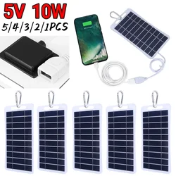 5/4/3/2/1PCS Solar Panel With USB Waterproof Outdoor Portable Solar System Cell Phone Charger 2W 5V Power Bank for Camping