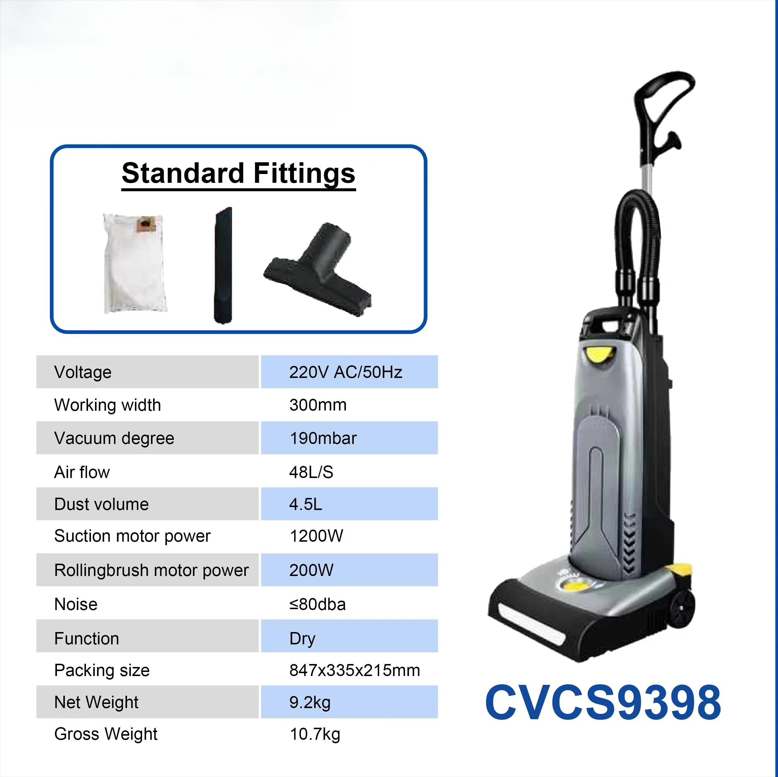 

CVCS9398 Вертикальный пылесос с воздушным потоком 48 л/с