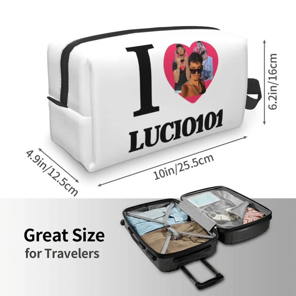 I Love Lucio101 Makeup Bag Cosmetic Organizer Storage Dopp Kit Toiletry Cosmetic Bag for Women Beauty Travel Pencil Case