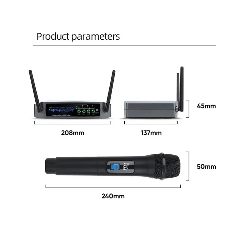 

Профессиональная СВЧ Беспроводная микрофонная система, 4-канальный ручной микрофон для караоке, для дома, детской комнаты, для торжественных мероприятий, ТВ-динамик
