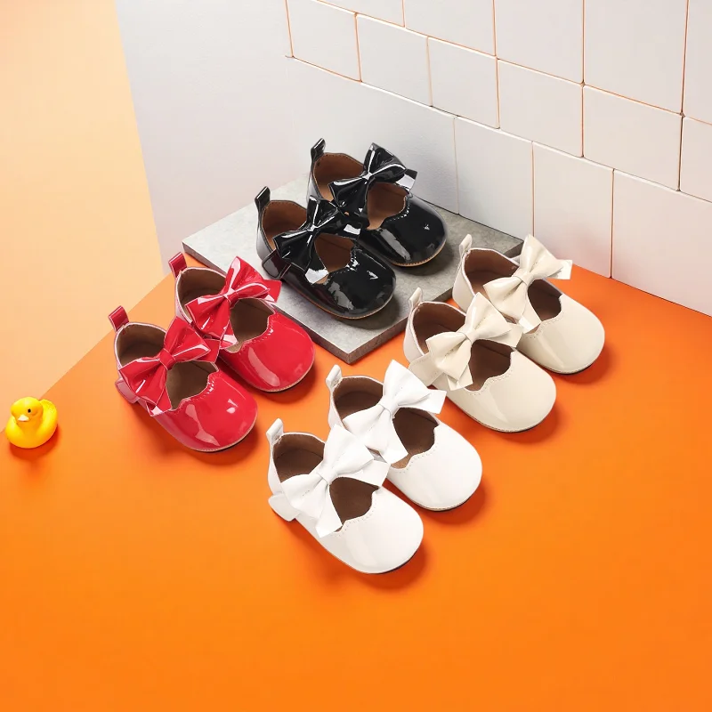 0-18 Monate Baby Mädchen Flache Schuhe mit Schleife, Einfarbige Erste Laufschuhe mit Weicher Sohle für Neugeborene und Kleinkinder, Prinzessinnen-Schuhe