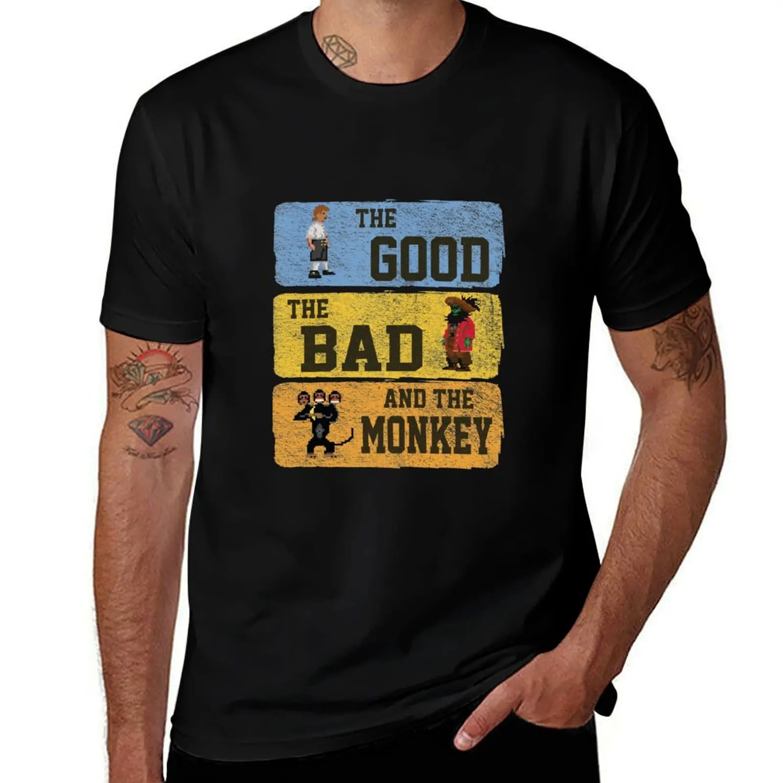 The Good, the Bad, the Island Pirate Monkey T-Shirt summer tops oversized graphic tee T-shirt men