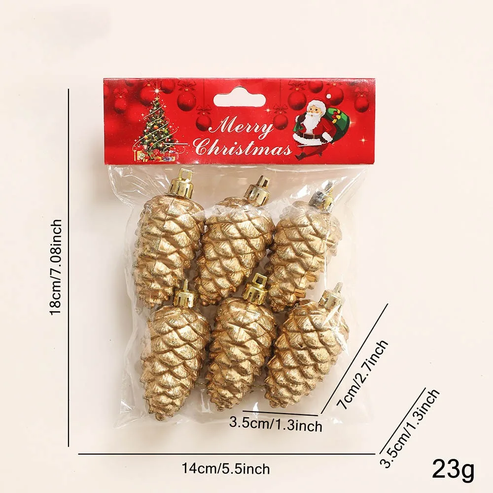 

5Pcs 3/6Pcs Christmas Painted Pine Cone Painted Star Pine Cone Hanging Pendant Plastic Hanging Pine Cone Balls Merry Christmas