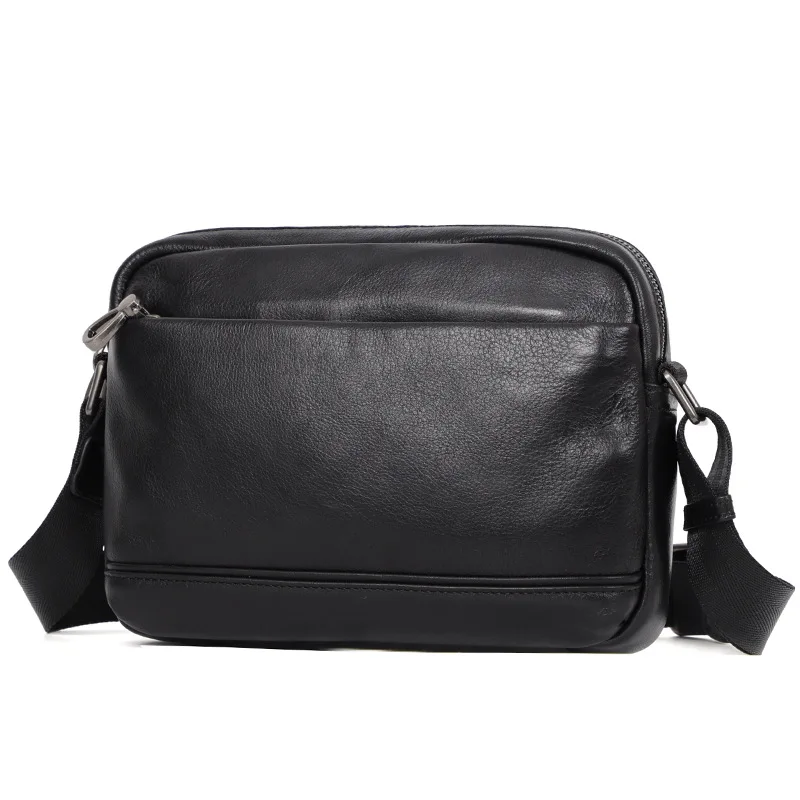 Men's 100% Genuine Leather Shoulder Bag Top Layer Cowhide Casual Messenger Bag Fashion Trend Mini Small Commuter Bags For Ipad