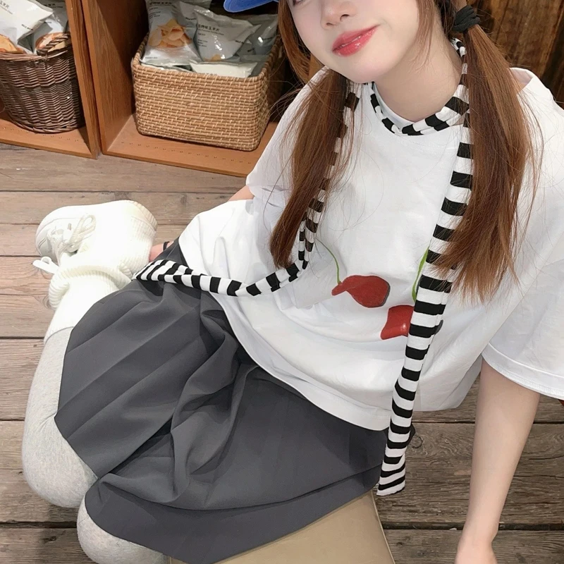 180cm Punk Stripe Scarf Goth Harajuku Cool Scarves Y2k Girl Long Cotton Scarves Fashion Cloth Unisex Street Casual Neckerchief