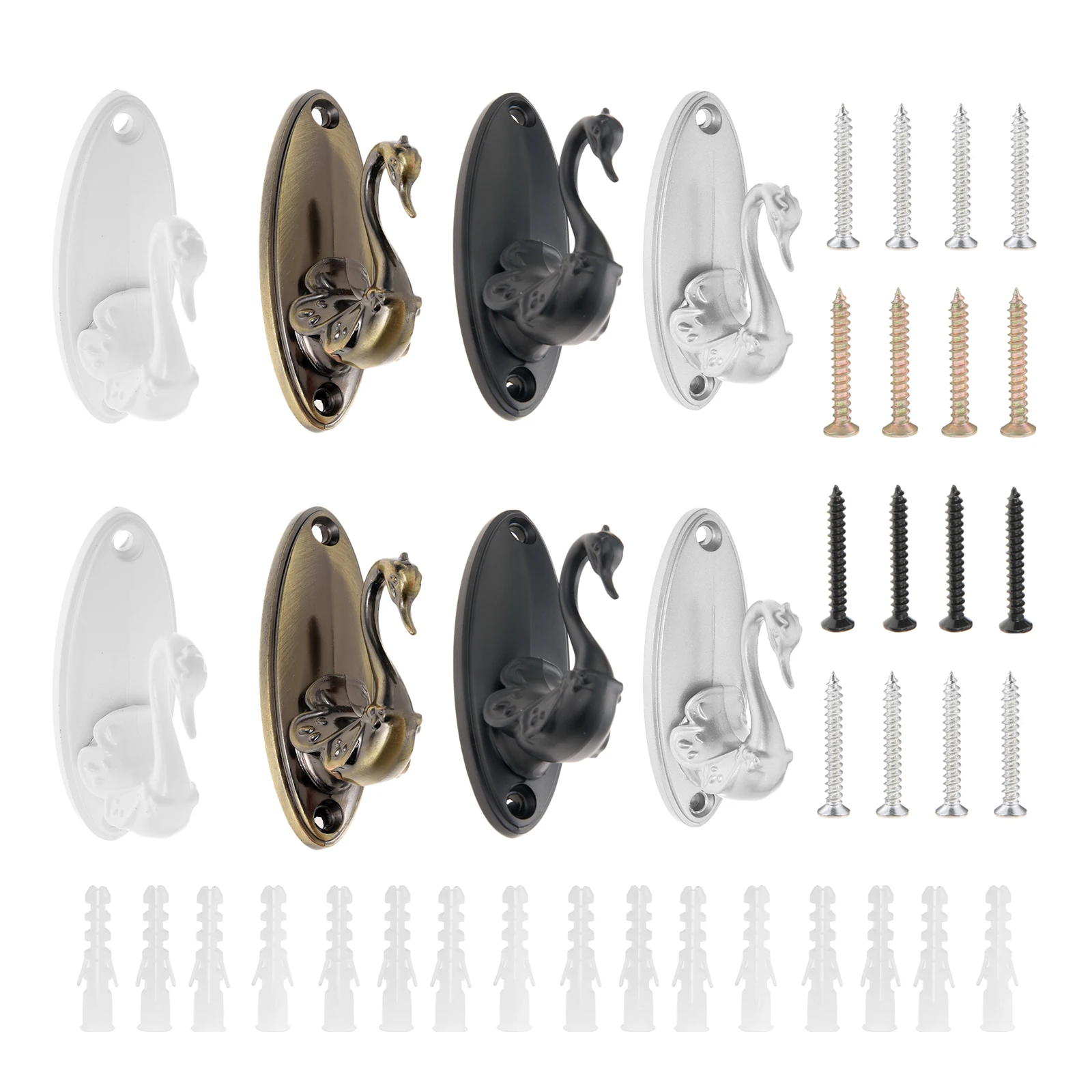 2pcs Swan Style Curtain Tieback Hooks Curtain Holder Wall Mounted Hooks Hanger Storage Rack Support Bracket Household Bathroom