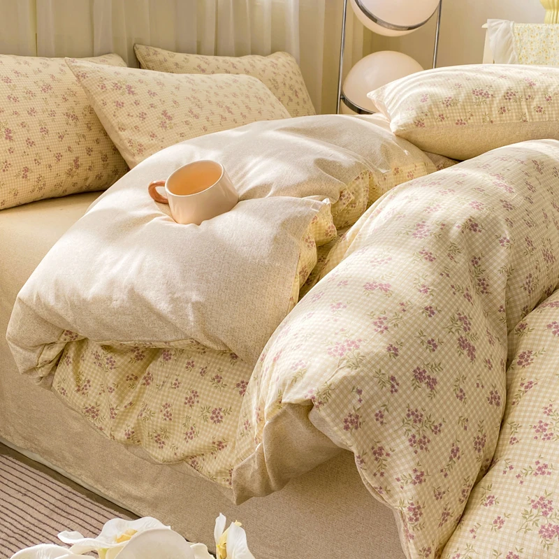 100%Cotton Bedding Set Flower Printed Bed Set for Home Single/Queen/King Size Bed Sheet Sets постельное белье