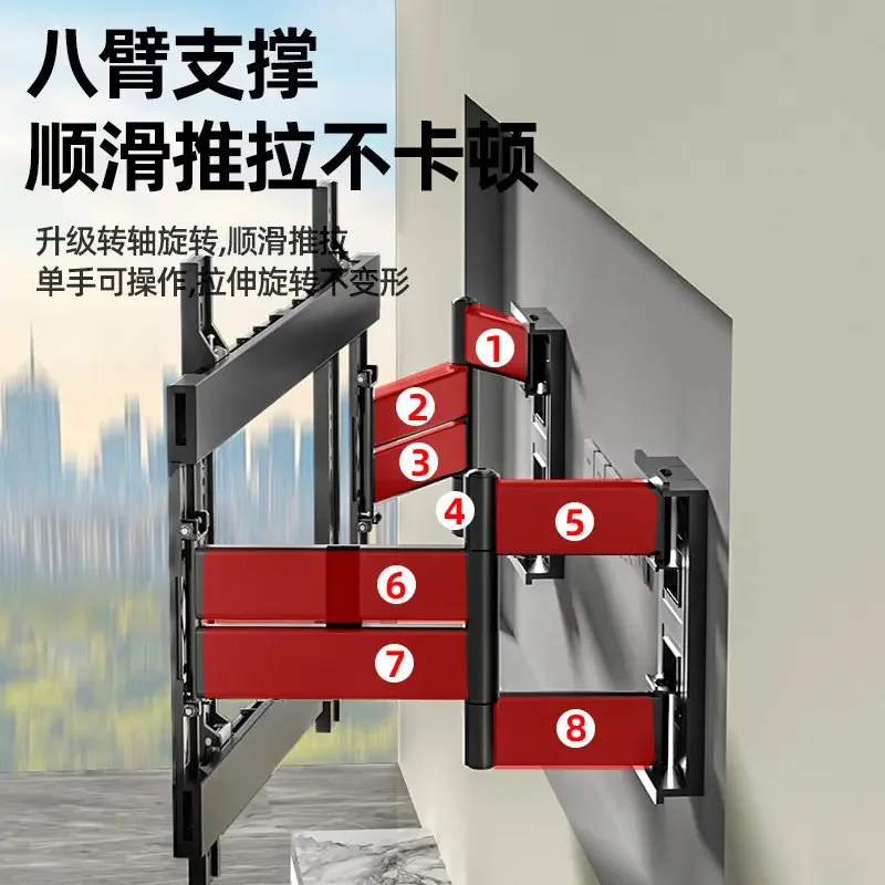 Ultra-thin built-in TV telescopic hanger 65/75/85/98/100 inch TV universal wall mount bracket anti-head down